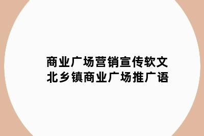 商业广场营销宣传软文 北乡镇商业广场推广语